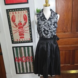 Shelby & Palmer Black Lace Bodice Wrap Dress